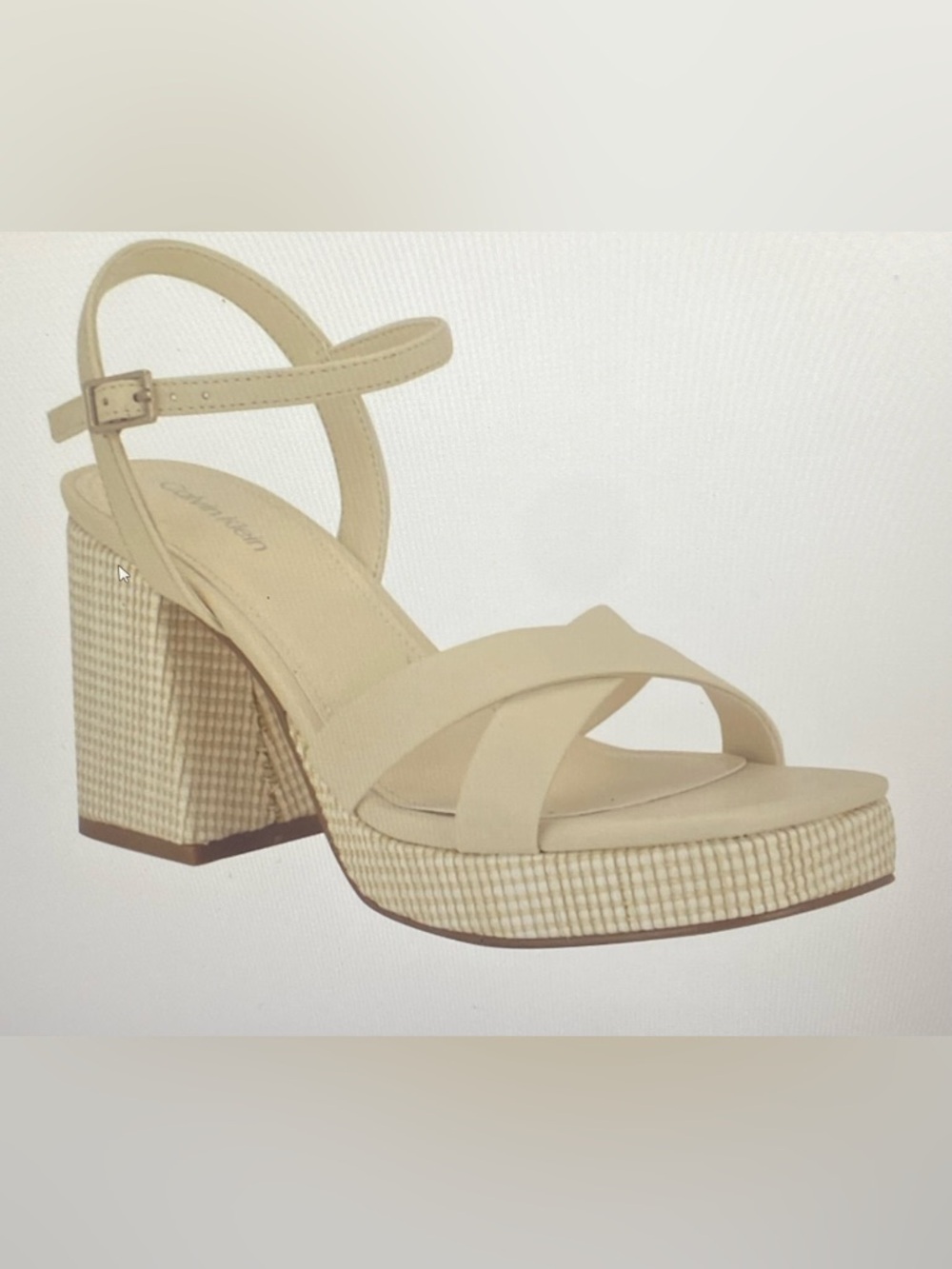 NEW CALVIN KLEIN WOMENS CREAM BLOCK SANDALS-STRAPPY PLATFORM HEELS - Picture 10 of 11